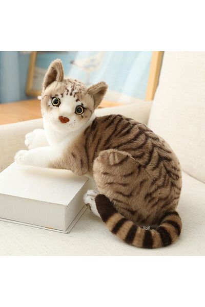 Choice brown lying 25cm Stuffed Siame Cats Plush Toy 20/25cm Simulation American Shorthair Cute Cat Pet Toy