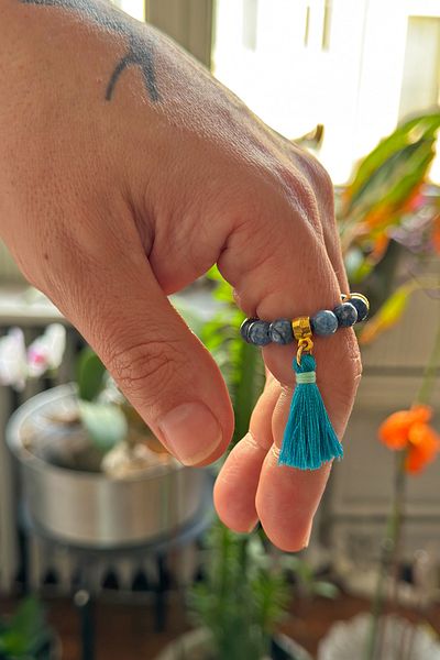 Onouqo Energy Balancing Original Ceyt Natural Stone Blue Finger Rosary