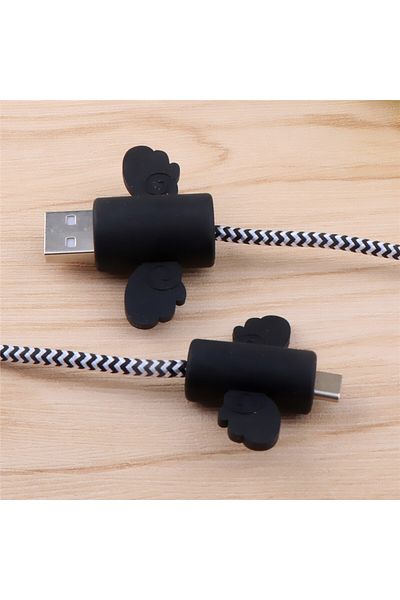 Choice واقي كابل شاحن USB من النوع C من lscb بتصميم جناح ملاك لطيف باللون الأسود، واقي كابل شاحن USB من النوع C، منظم