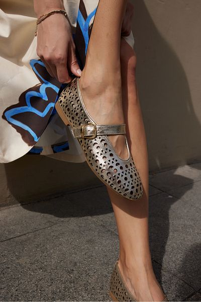 ANGELİNA JONES Olimpuss Women's Gold Gold Real Leather Shoes