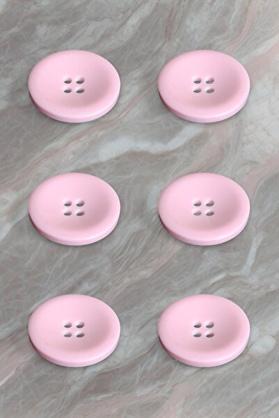 Ece Örgü Tasarım Atölyesi مجموعة أزرار بقطر 35 ملم عدد 6 أزرار لون وردي