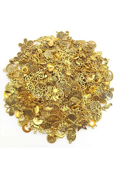 Choice Antique gold 50pcs Bulk Lots Jewelry Making Charms, Mixed Smooth Metal Charms, Pendants Bracelet Nec