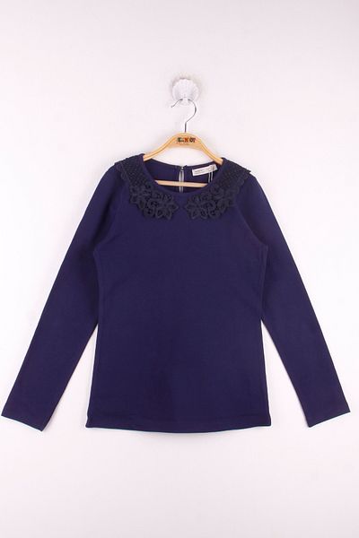 Toontoy Girl's Guipure Collar T-Shirt