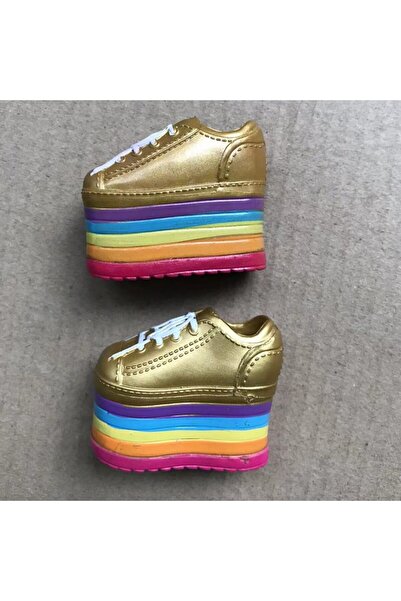 Miniso مقاس واحد رقم 3 أحذية دمية قوس قزح بكعب عالٍ وصنادل أحذية دمية شخصية 1...