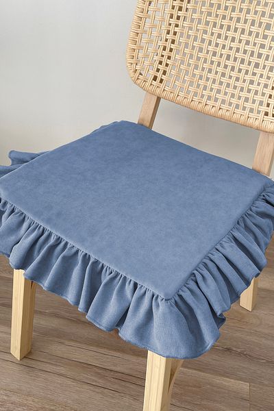 RİTMOHOME Pernă pentru scaun nordic cu volane, albastru indigo, vintage, rustic, boem, rustic