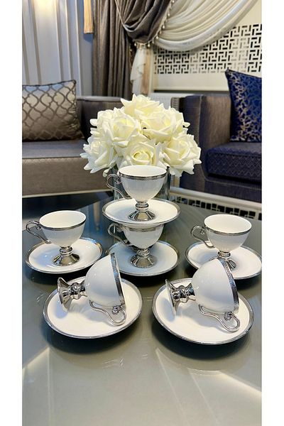 ACAR Thelma Silver Color Porcelain Footed Coffee Cup Set