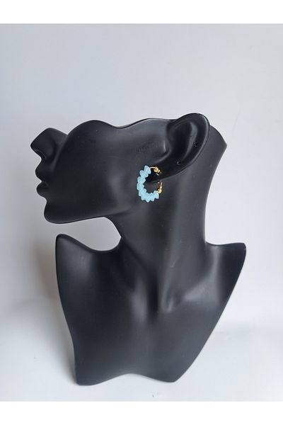 BHR AKSESUAR Turquoise Jewelled Hoop Earrings