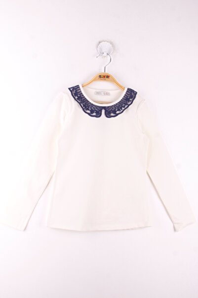 Toontoy Tricou pentru fetiță cu detaliu din dantelă la guler