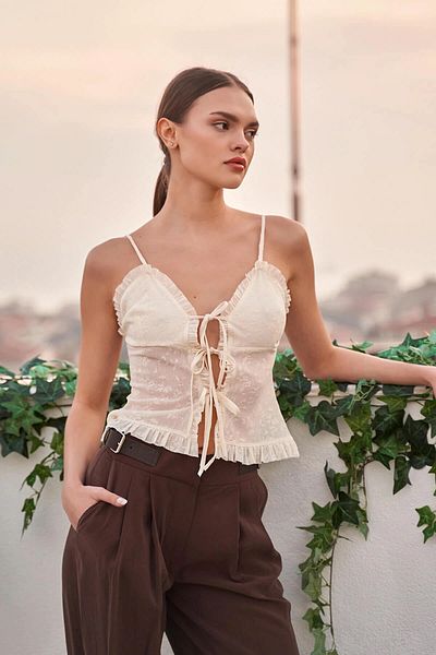 Suzi Women's Bow Detail Lace Bluz 060278