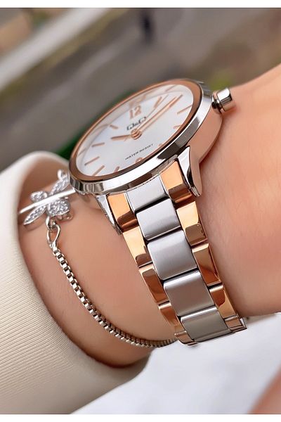 Homies Silver Color Waterproof Small Case Thin Wrist Stylish Women's Wristwatch - Bracelet Gift