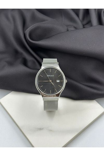 Ferrucci Silver Cord Black Dial Minimalist Design Straw Cord Ferrucci Men's Wristwatch