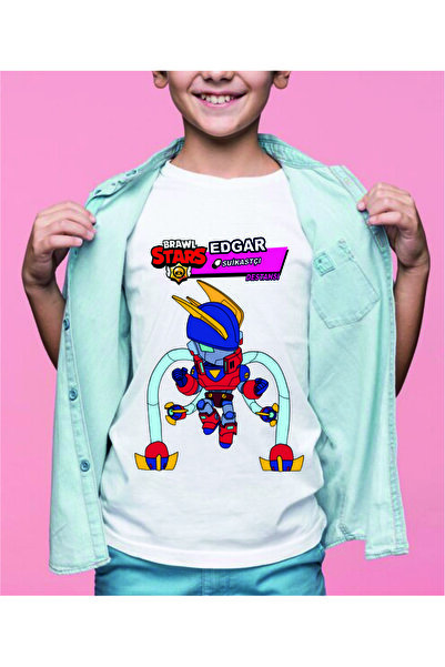 Home Brawl Stars MEKA EDGAR Kostümlü Unisex Çocuk Tişört