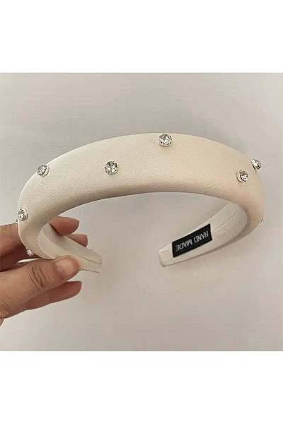Accessories تاج نسائي أنيق من الفانيليا أفينيو باللون الأبيض السميك العتيق ذو اللون الصلب للاستخدام اليومي