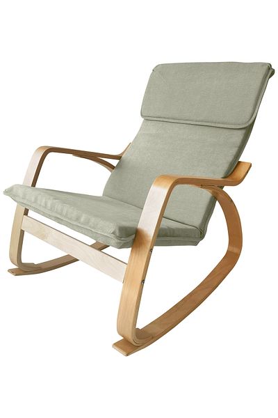 Generic Modern Bentwood Rocking Chair Chenille Fabric Upholstered Relax Rocker Lounge Chair