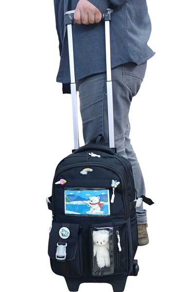 ROWAN ÇANTA 2-Stage Wheeled Portable Korean Style School Bag with Accessories, Laptop Compartment, Boy'S, Girl's School Bag