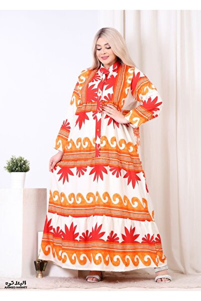 Genrics A flowing and comfortable Cotton jalabiya with a pattern in bright colors.