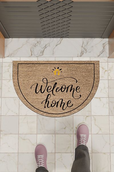 Dormot Home   Modern Digital Doormat Brown Welcome Home Door Mat before Door