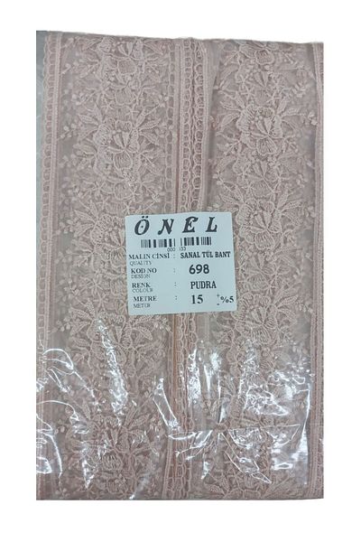 P Parla Lace Polyester Virtual Tulle Tape Powder 15 Meters Width 6 cm On-698-Pu