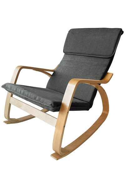 Generic Modern Bentwood Rocking Chair Chenille Fabric Upholstered Relax Rocker Lounge Chair
