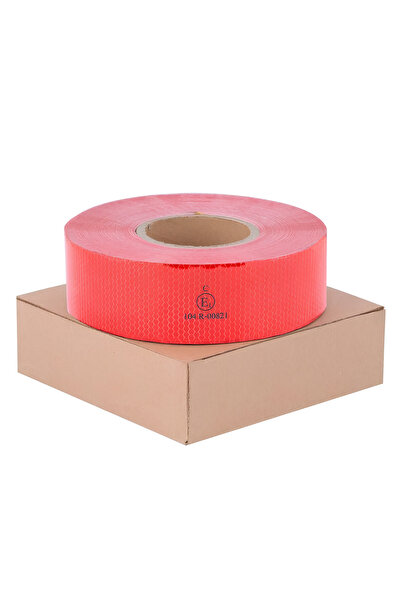 tecnopoint Reflektörlü Bant Kırmızı Reflektif Fosforlu Şerit Bant 7.5 Cm 1 Metre