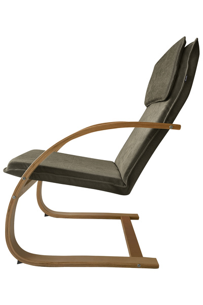 Generic Modern Bentwood Relaxing Chair Chenille Fabric Upholstered Relax Rocker Lounge Chair