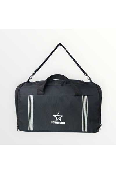 LIGHTINGHM حقيبة سوداء سعة 55 لترًا، حقيبة يد وكتف، حقيبة سفر رياضية، حقيبة ك...