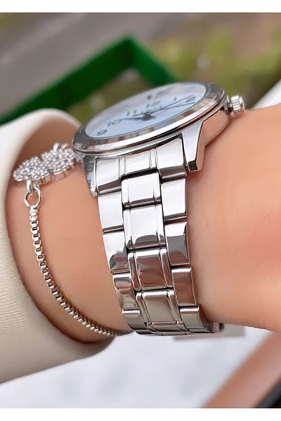 Q&Q Silver Color Waterproof Women's Wristwatch - With Bracelet Gift
