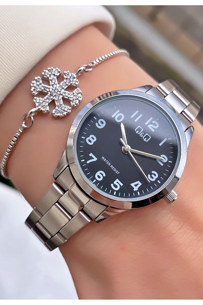 Q&Q Metallic Color 2 Years Warranty Steel Cord Women's Wristwatch - Bracelet Gift