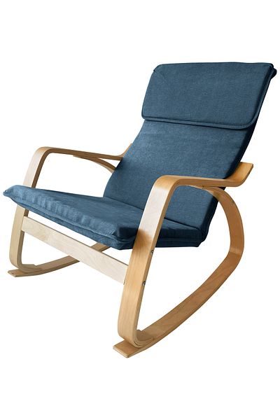 Generic Modern Bentwood Rocking Chair Chenille Fabric Upholstered Relax Rocker Lounge Chair