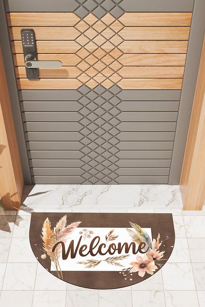 Dormot Home Modern Digital Doormat Brown Floral Welcome Door Front Mat