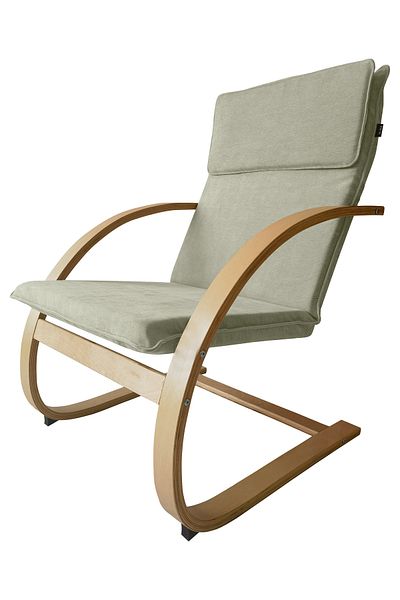 Generic Modern Bentwood Relaxing Chair Chenille Fabric Upholstered Relax Rocker Lounge Chair