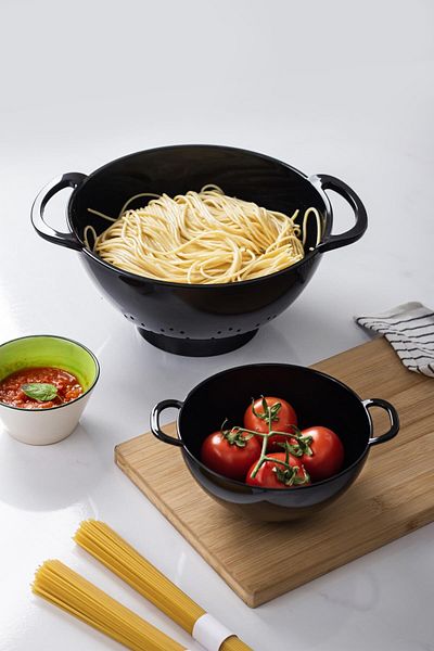Depa Acrylic Black 2-Piece Strainer Set (Pasta & Rice Strainer)
