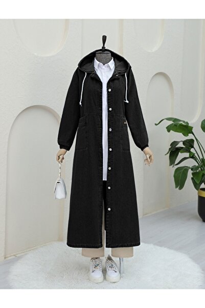 Modamorfo Складний капюшон з кнопками по всій довжині та кишенями - чорний