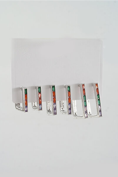 ARTEMİSİA Women's Vip Series Antiallergenic 3 Size 6-Piece Mix Baguette Zirco...