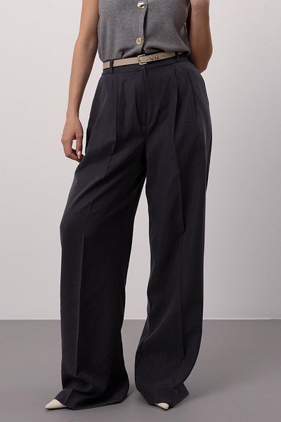 FACETTE Γυναικείο Anthracite Modal High Waist Palazzo Παντελόνι