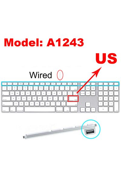Choice غطاء لوحة مفاتيح الولايات المتحدة A1243 لجهاز iMac A1314 A1644 A1843 A1243 لاسلكي بتقنية البلوتوث Magic Numic Silicone E