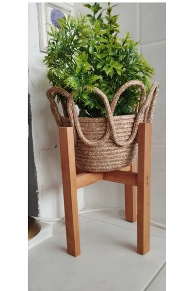 MarangozDede KOVANCI 2 Lİ SET SAKSILIK + HALAT SEPET SAKSI AYAĞI ÇİÇEKLİK