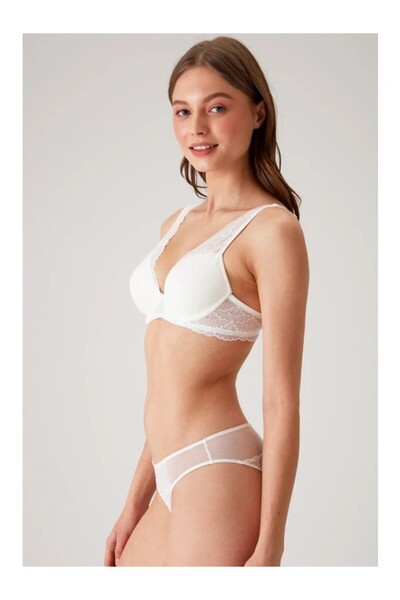 Pierre Cardin Ecru Colorful Padded Bralet and Bra Set