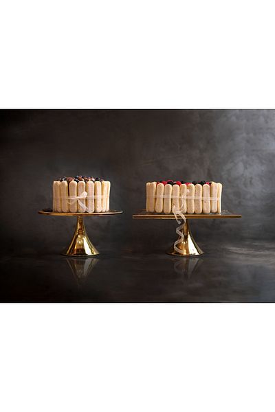 Rabo Craft 2 Piece Luxury Rectangular and Round Footed Cake and Pastry Presentation Stand Dowry Holder
