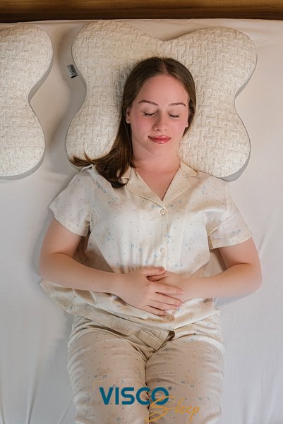 visco sleep Ergonomic Butterfly Visco Pillow 45X50X15 cm Natural and Elegant