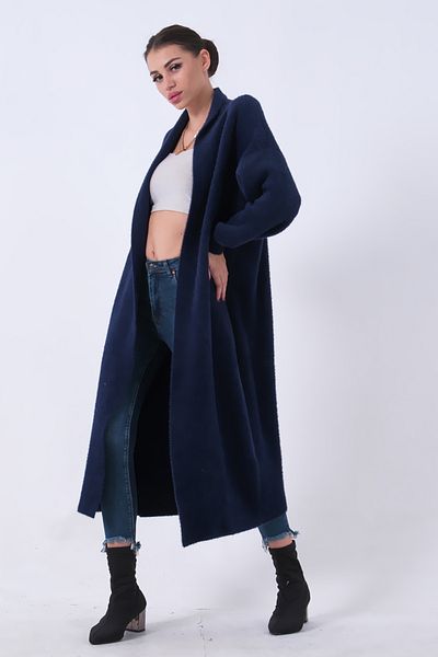 Feminist Navy Blue Long Knitwear Cardigan 46892476