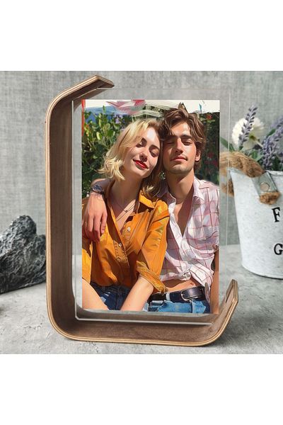 Choice 6inch Pomelo color Wooden Picture Frame Swing Table DIY Transparent Herbarium Display Frame Acrylic