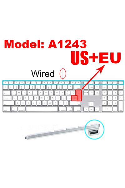 Choice غطاء لوحة مفاتيح A1243 للاتحاد الأوروبي والولايات المتحدة لجهاز iMac A1314 A1644 A1843 A1243 Wireless Bluetooth Magic Numeric Sil