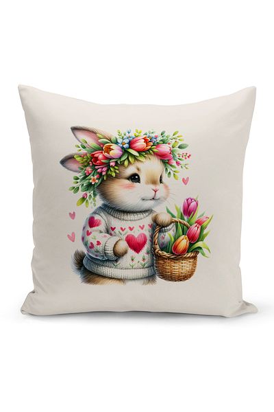 Bertille Home (Άνοιξη) Πεδίο εμβέλειας για το ράμφος με διακριτές εικόνες (Πασχαλινό κάλυμμα μαξιλαριού)
