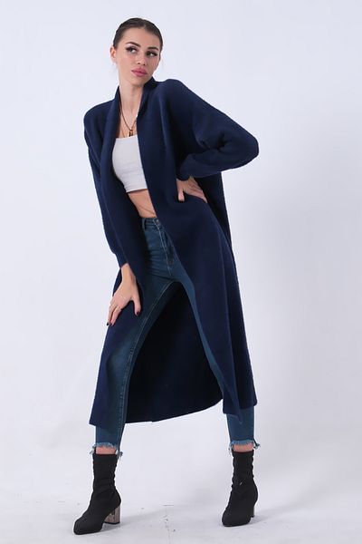 Feminist Navy Blue Long Knitwear Cardigan 46892476