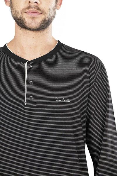 Pierre Cardin 5656 Σετ Ανδρικές Πιτζάμες Βαμβακερές Μακρυμάνικο-μαύρο