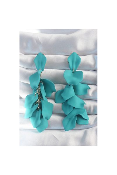 Skygo Brass Turquoise Color Dangle Leaf Model Earrings - Tj-Bkp9183