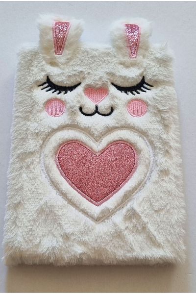 Modellino 3D Sleeping Rabbits Plush Souvenir Notebook Line Notepad for Daily Memories 80 Sheets- Optional