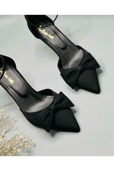 LARİNA SHOES Satin Material Bow Detail Evening Dress Women's Shoes