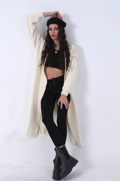 Feminist Long Knitwear Cardigan, Cream Label Number 46892476